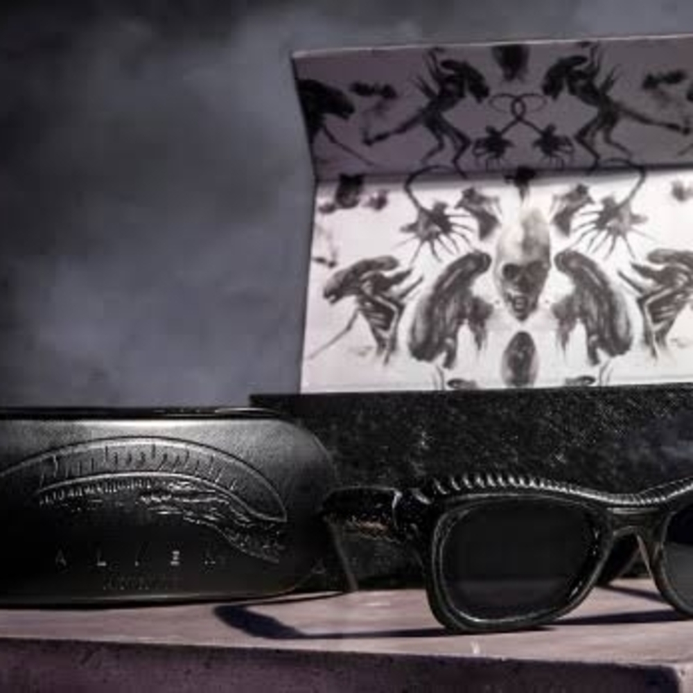 Black Alien Themed Sunglasses with Case